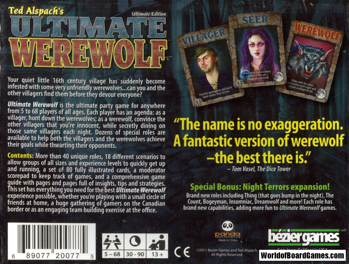 Ultimate Werewolf: Night Terrors, Board Game