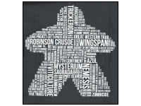 T-shirt: Mr. Meeple - White Meeple Wordle, Version 2: Trickerion (Grey) - Large