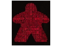 T-shirt: Mr. Meeple - Red Meeple Wordle, Version 2: Trickerion (Black) - Small