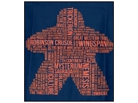 T-shirt: Mr. Meeple - Orange Meeple Wordle, Version 2: Trickerion (Navy) - 5X-Large