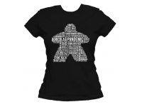 T-shirt: Mr. Meeple - White Meeple Wordle, Version 3: Scythe (Black) - Woman's X-Large