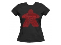 T-shirt: Mr. Meeple - Red Meeple Wordle, Version 3: Scythe (Black) - Woman's X-Large