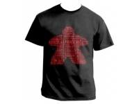 T-shirt: Mr. Meeple - Red Meeple Wordle, Version 3: Scythe (Black) - Small