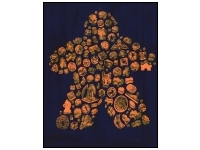 T-shirt: Mr. Meeple - Elements, Orange Meeple (Navy) - Small