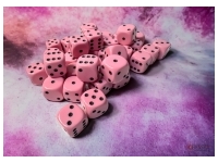 Opaque - Pastel Pink/Black - d6, 36 st (12 mm, prickar)